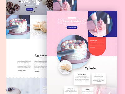 Cake Maker Landing Page Design for Divi business cake cake maker cake shop design divi ecommerce homepage landing page online store shop temple ui ux web design website wordpress