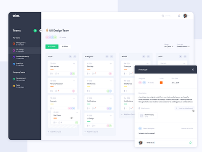 Trim - task management app app clean ui dashboad design desktop flat jira managment minimal task app task management trello ui webapp webdesign website