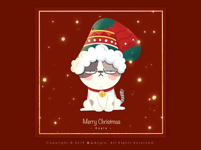 Merry Christmas banner cat design illustration 设计