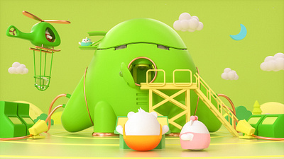 Midea Family c4d design illustration mascot roles three dimensional ui 三维