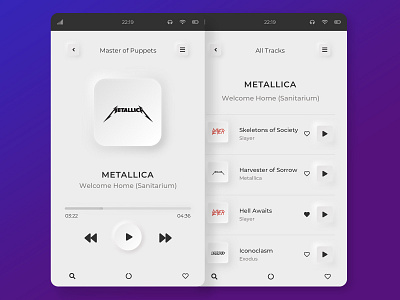 Mp3 Player Mobile Application / Neumorphism creative icon metal mobile mobile app mobile app design mobile design mobile ui mp3 player music app music player neumorphism shadow soft ui ui ui ux ui design uidesign uiux ux