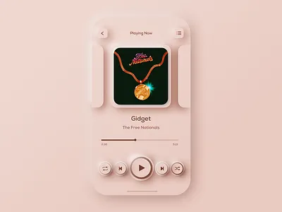 Rose Gold Music Player app flat neomorphism pastel rose gold skeumorphism skeuomorph soft soft ui ui ux