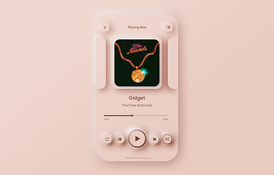 Rose Gold Music Player app flat neomorphism pastel rose gold skeumorphism skeuomorph soft soft ui ui ux