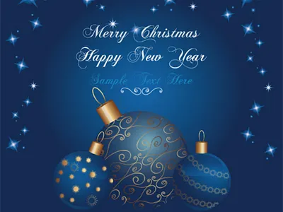 Merry Christmas card ball blue card christmas decoration design gold happy night stars