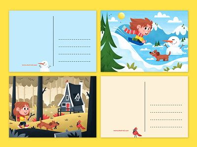 skwirrol.com postcards character childrens illustration eva galesloot illustration postcard design skwirrol vector