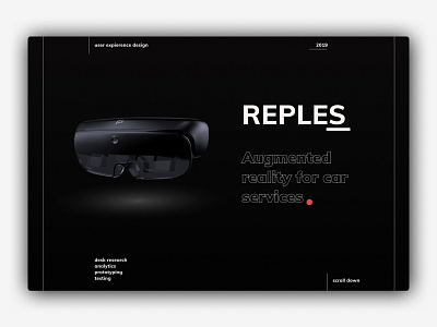 REPLES - augmented reality for car services UX/UI guide. case design landingpage minimal services ui ux web webdesign website design