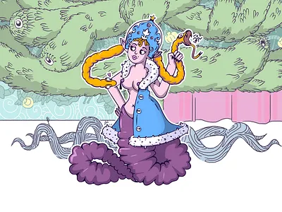 Snegurochka (Snow girl) christmas folktale girl girl character illustration monster newyear snake vector