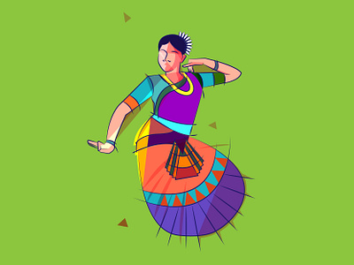 Bharatanatyam dance design girl gradient graphic illustration poster