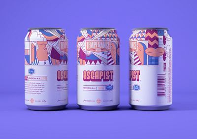 Escapist IPA - Temperance Beer Co. beer branding beer can beer label design craftbeer illustration package design packaging