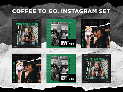 Trendy Instagram Template 2020 2020 android caps coffee dark dark theme design green instagram instagram post ios like new set template tipography to go trends trendy webdesign