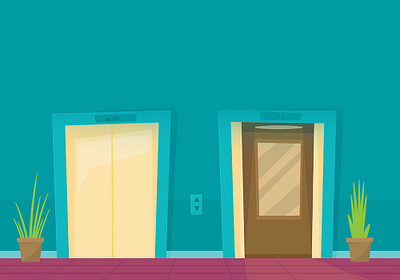 Elevators in an office building building flat illustration office vector