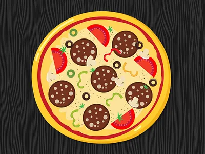 Tasty pizza flat food illustration pizza vector