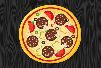 Tasty pizza flat food illustration pizza vector