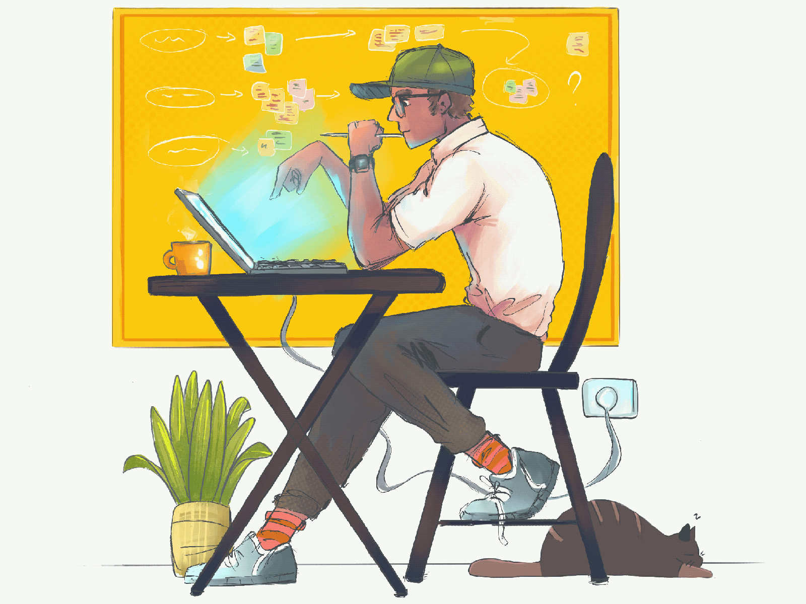 Make your workplace more cozy and comfortable 🐱 animation cat character design gif illustration procreate sketch