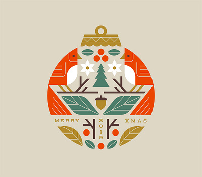 Merry Xmas bird cardinal christmas foliage holiday illustration leaves merry christmas ornament xmas