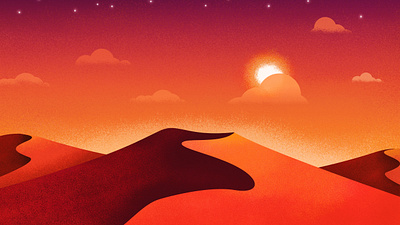 Mojave Desert affinity affinity designer clouds desert design drawing evening flat illustration mojave red simple sun sunset vector wallpaper wallpaper design wallpapers warm