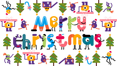 Merry Christmas carnival design illustration monster vector