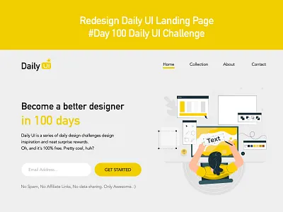 Day 100 - Redesign Daily UI Landing Page challenge landing page uidesign ux