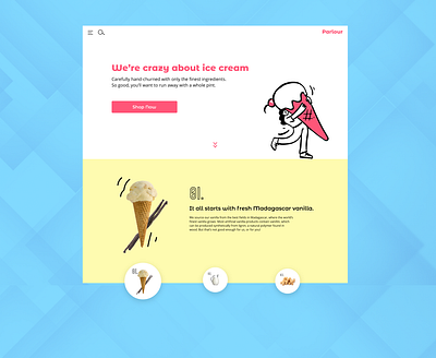 Parlour Ice Cream desktop ice cream playful product design ui user interface website