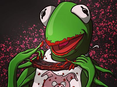 Kermit the Frog Discovers Ribs bbq illustration kermit the frog ribs