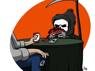 Cheating Death azillustrators cheating grim reaper scythe uno