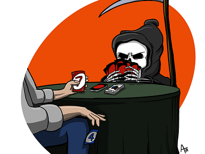 Cheating Death azillustrators cheating grim reaper scythe uno