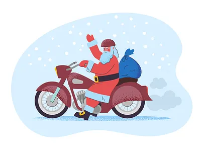 Pale style Santa art artwork biker christmas coming soon congratulation design gifts illustration man motorcycle new year santa claus ui vector web