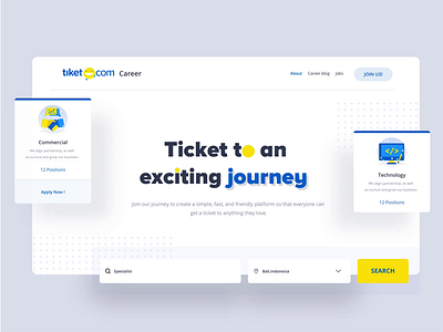 Career Site Tiket.com clean dashboard design designer desktop desktop app development digital holiday interface logo minimalist mobile pattern smooth travel user interface ux website