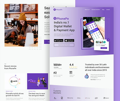 PhonePe Landing Page redesign | Landing page design app website business website download app landing page design landingpage marketing site marketing website phonepe product designs product page product website redesign website design