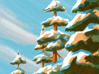 Winter sketch anano blue christmas illustration lanscape pine pinetree sky snow texture trees winter