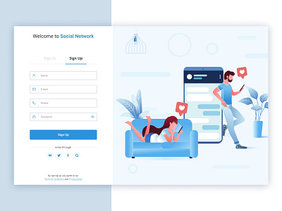 Sign Up for Social Network illustration signup site social ui ui design uidesign uiux ux ux design uxdesign web web design webdesign