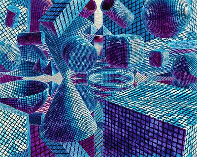 Blue Tiles 3d 3d art abstract abstract art abstraction adobe dimension blue blue tile design dimension illustration shape tile
