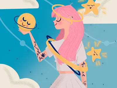 IMG 0016 illustration pinkhair planetgirl space