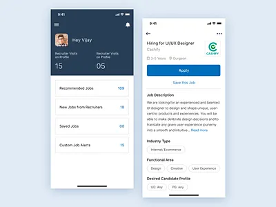 Naukri App Dashboard UI Concept dashboard design iphone x naukri sketch ui