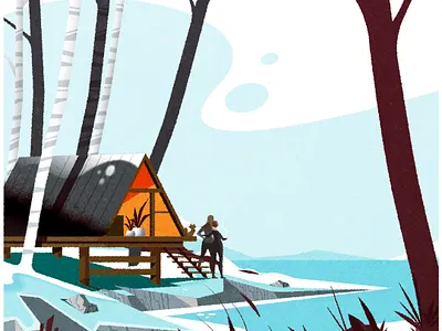 Christmas Cabin architecture cabin christmas design illustration minimalist vector