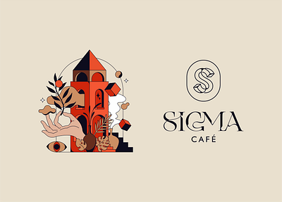 SIGMA badge branding caffee flat identity illustration lettering logo logotype print typography vector