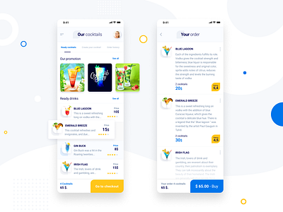 Barlumi - IOS app for ordering cocktails in a bar app clean design dribbble illustration interface ios material mobile app mobile ui ui web