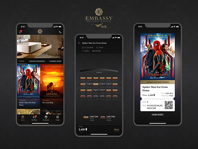 Embassy Diplomat Screens Application app app design black dark app design embassy figma interface movie movie app screen ui ux