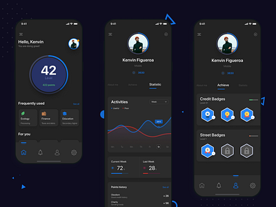 Carioling — social scoring, mobile application appdesign behance dark theme design designer figma interaction interface ios mobile designer mobileapp scoring social ui uiux uxui webdesign