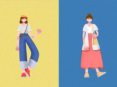 女孩 branding illustration typography vector 插画 插画设计 走路