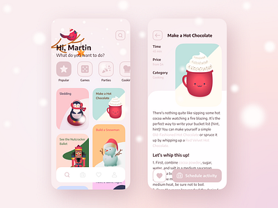 Winter bucket list. App interface activities android app bucketlist christmas concept design hollidays illustration ios list mobile new year ui winter