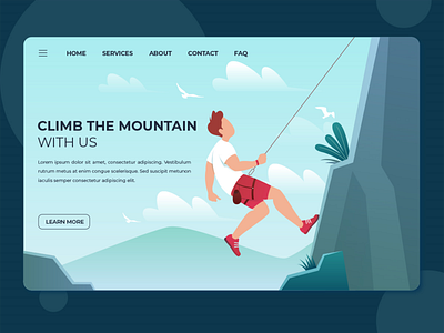 Landing Page _Illustration adobe adobexd adventure advertisement climb colour design digital art illustration landing screen men mountain pen tool photoshop ui