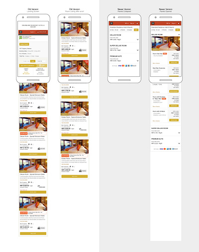 Room Listing Page - Optimized re design recreate revamp room booking room listing