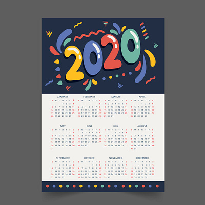 2020 Colourful Calender best designer branding calender dribbble best shot illustration new year uxui vector women in illustration