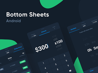 Bottom Sheets amount android app blockchain botoom sheet bottom card carousel design finance keyboard list picket slider space tab tabs time picker ui ux