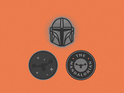 Mandalorian Badges badge boba bobafett chewy darthvader illustration leia luke mandalorian mando rey skywalker star wars vintage