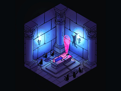 cat tomb cat funny funny cat horror isometric isometric art isometric design isometric illustration isometry tomb