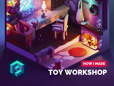 Toy Workshop 3d blender christmas diorama illustration isometric low poly lowpoly lowpolyart render room workshop xmas