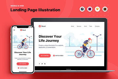 Revol - Sport Landing Page Illustration abstract banner fitness header illustration infographic isometric landing page sport web