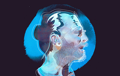 Thom Yorke illustration minimal portrait portrait art portrait illustration vector